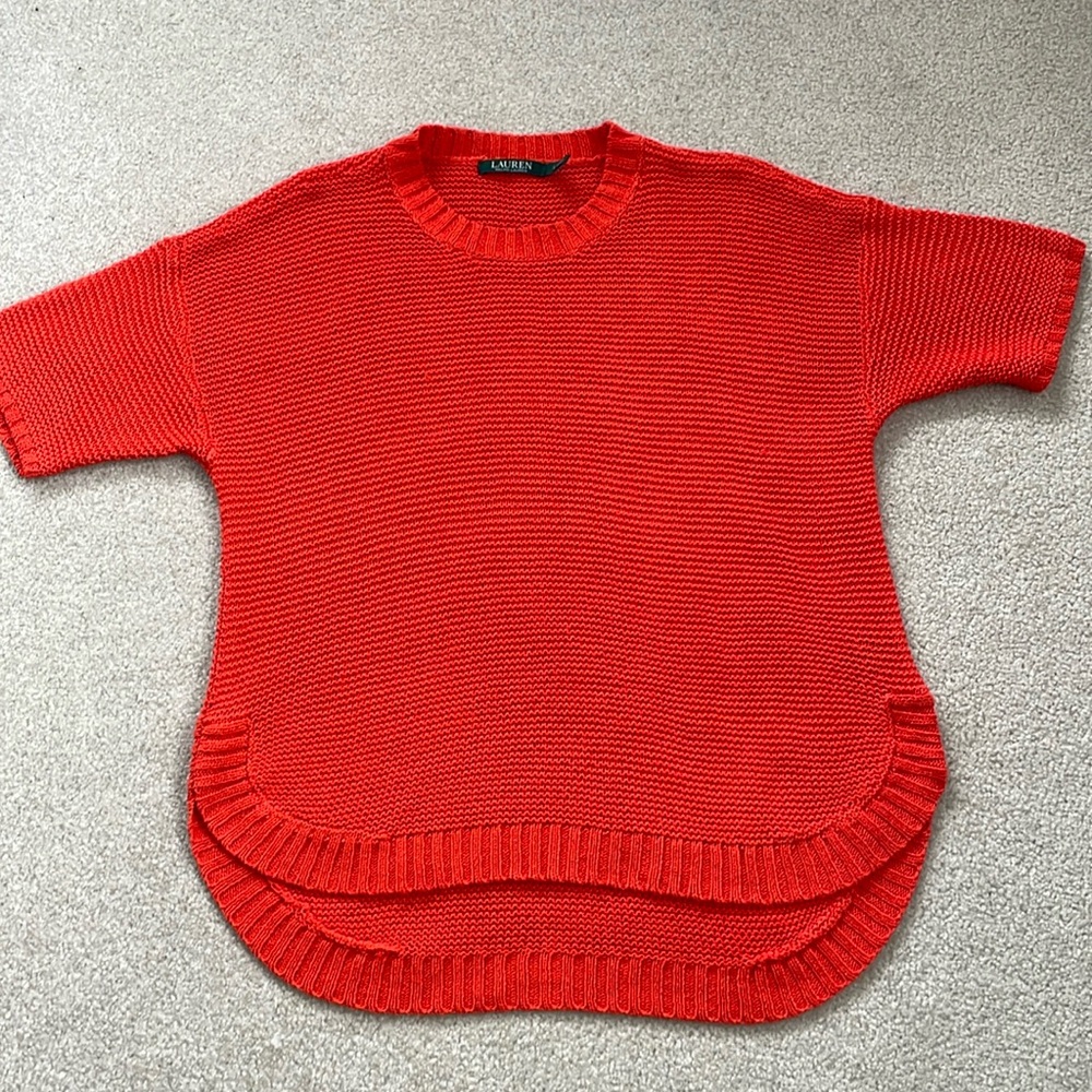 Women’s Ralph Lauren knit orange top.